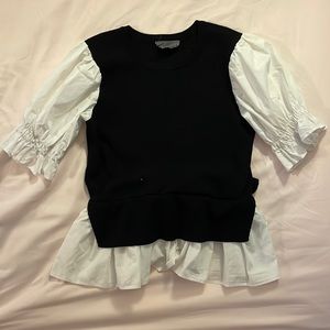 ANTHROPOLOGIE layered black and white sweater/blouse